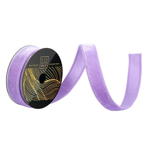 1" x 10yd Lavender Velvet Dupion Backing Christmas Ribbon 1