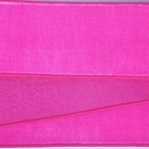 2.5" x 10yd Hot Pink Velvet Dupion Wired Ribbon 1