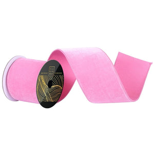 4" x 10yd Pink Velvet Dupion Backing Christmas Ribbon 1