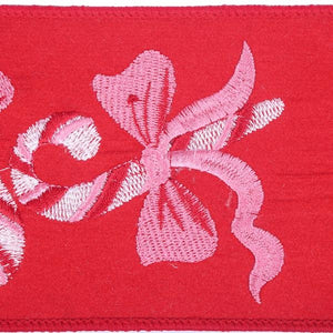4"x10yd Red Felt Candy Cane and Bow Christmas Ribbon 2