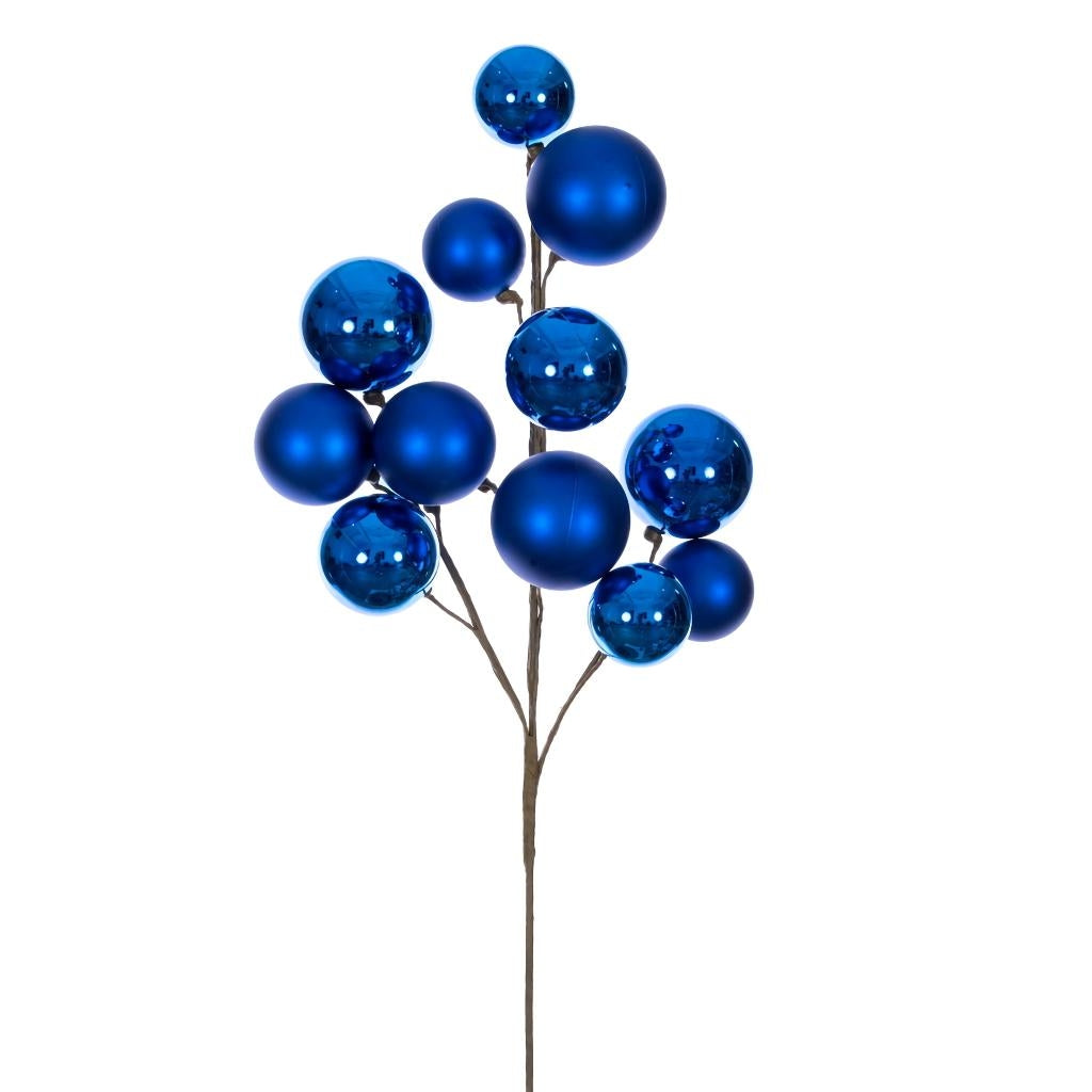 30" Blue Matte/Shiny Ball Ornament Spray 1