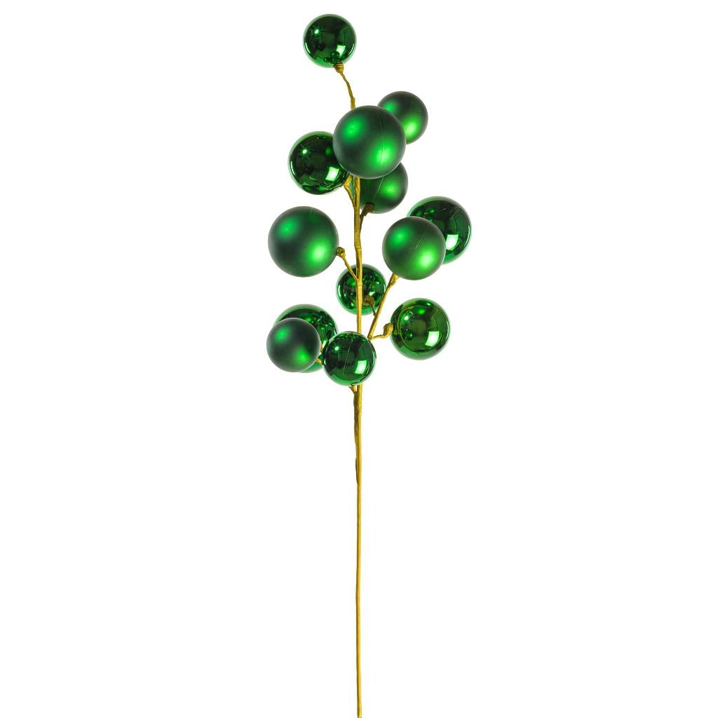 30" Green Matte/Shiny Ball Ornament Spray 1