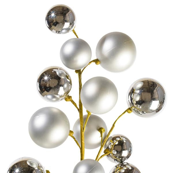 30" Silver Matte/Shiny Ball Ornament Spray 2