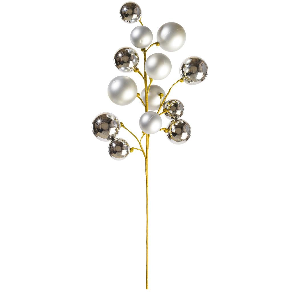 30" Silver Matte/Shiny Ball Ornament Spray 1
