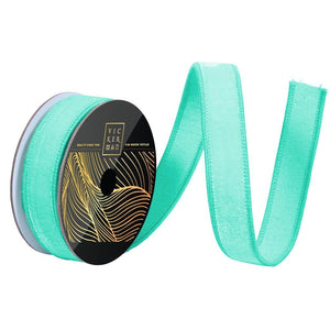 1" x 10yd Seafoam Velvet Dupion Backing Christmas Ribbon 1