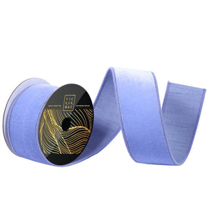 2.5" x 10yd Periwinkle Velvet Dupion Wired Ribbon 1