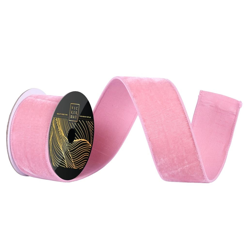 2.5" x 10yd Mauve Velvet Dupion Wired Ribbon 1