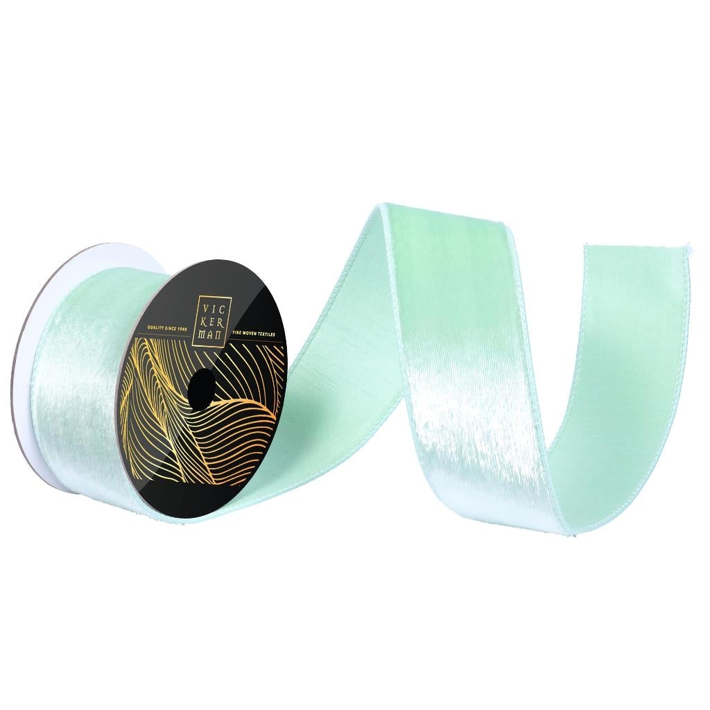 2.5" x 10Yd Seafoam Luster Velvet Christmas Ribbon 1