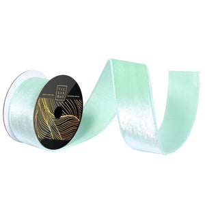 2.5" x 10Yd Seafoam Luster Velvet Christmas Ribbon 1