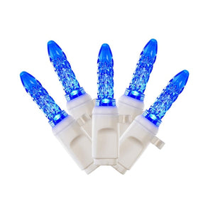 70 Light 9' White Wire Blue Twinkle M5 Icicle LED String Light Set 1