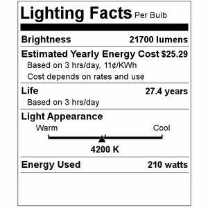 210 watt ED28 Exclusionary Mogul Screw Base 4200K Cool White Metal Halide HID Light Bulb 2