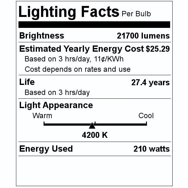 210 watt ED28 Exclusionary Mogul Screw Base 4200K Cool White Metal Halide HID Light Bulb 2