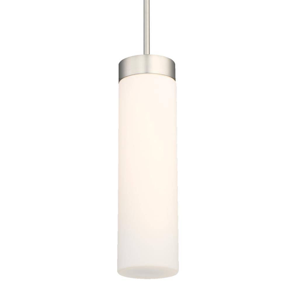 1 Light Satin Nickel White Glass Shade LED Mini Pendant Light Fixture 1
