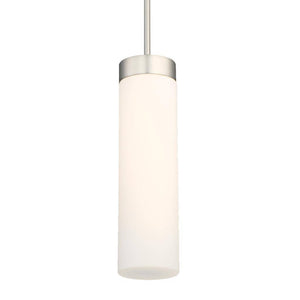 1 Light Satin Nickel White Glass Shade LED Mini Pendant Light Fixture 1