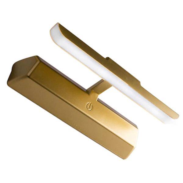 8" 4000K Cool White Battery Operated Wall-Mountable Satin Gold LED Picture Light with Remote 1