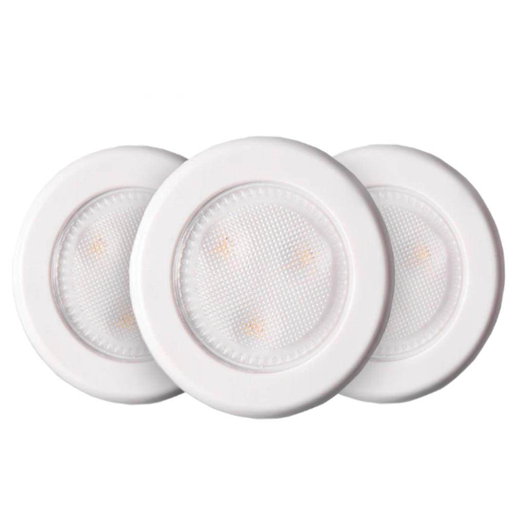 12 volt 3000K Natural White Compact LED Puck Light (3 Pack) 1