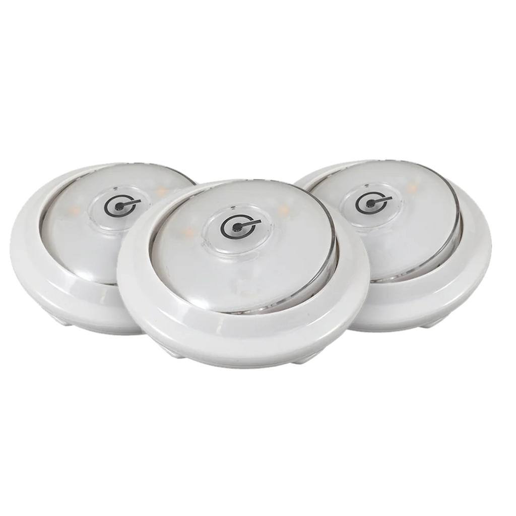 3000K Natural White Swivel Accent Battery Operated White LED Puck Light (3 Pack) 1