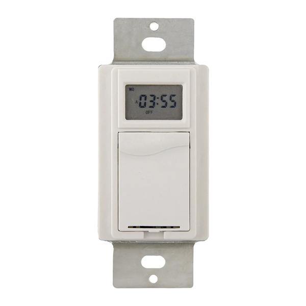 Indoor Wire-In Weekly Wall Switch White Digital Timer 1