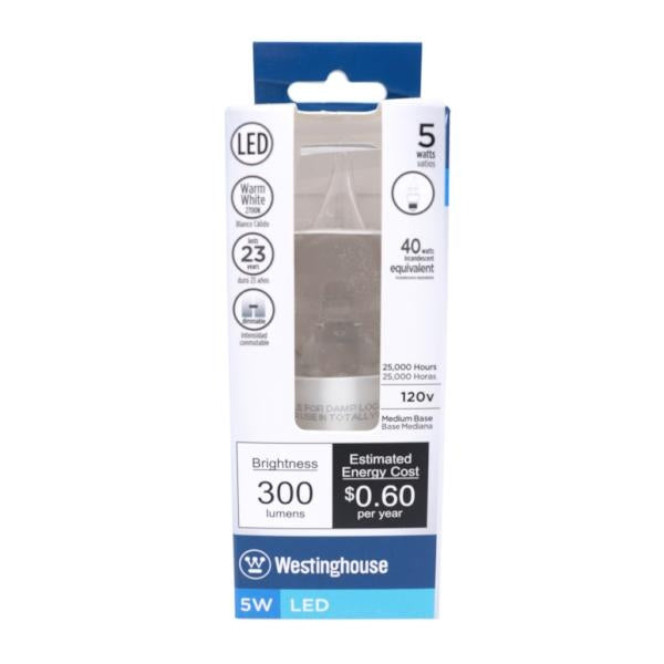5 watt 120 volt CA11 Medium Screw Base 2700K Warm White Clear Disc Filament Dimmable LED 4