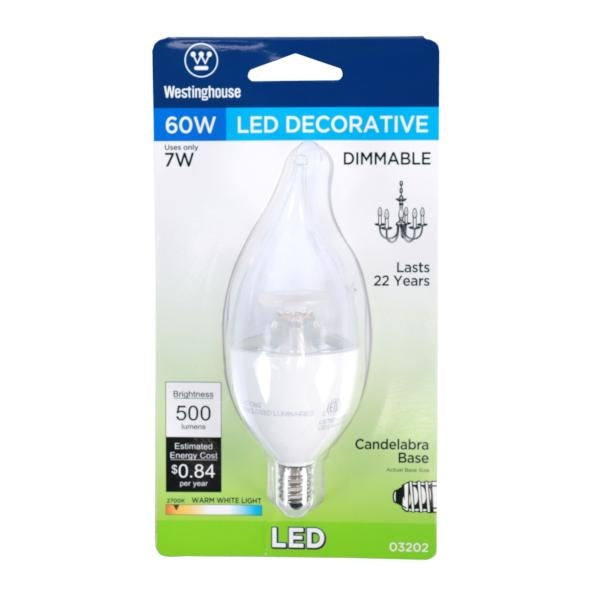 7 watt 120 volt CA13 Candelabra Screw Base 2700K Clear Disc Filament Dimmable LED 4