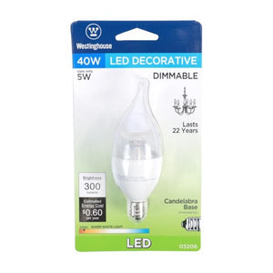 5 watt 120 volt CA11 Candelabra E12 Base Clear Disc Filament 2700K Warm White Dimmable LED 4