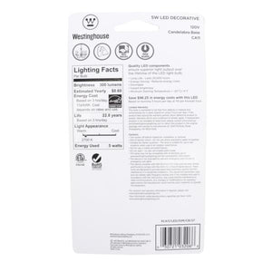 5 watt 120 volt CA11 Candelabra E12 Base Clear Disc Filament 2700K Warm White Dimmable LED 5