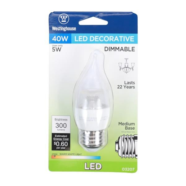 5 watt 120 volt CA11 Medium (E26) Base 2700K Warm White Clear Disc Filament Dimmable LED 4
