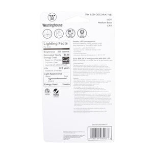 5 watt 120 volt CA11 Medium (E26) Base 2700K Warm White Clear Disc Filament Dimmable LED 5