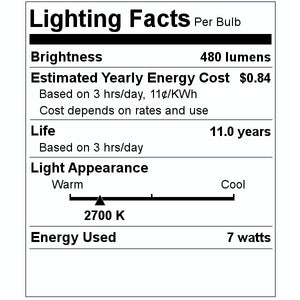 7 watt 120 volt A19 Medium Screw Base 2700K Warm White Clear Disc Filament LED 2