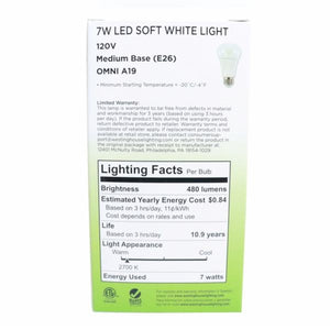 7 watt 120 volt A19 Medium Screw Base 2700K Warm White Clear Disc Filament LED 5