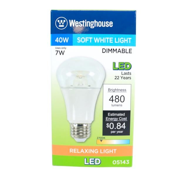 7 watt 120 volt A19 Medium Screw Base 2700K Warm White Clear Disc Filament Dimmable LED 4