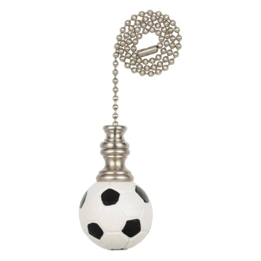 12" Brushed Nickel Beaded Chain with Soccer Ball 1