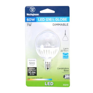7 watt 120 volt G16.5 Candelabra Screw Base 2700K Warm White Clear Disc Filament Dimmable LED 4