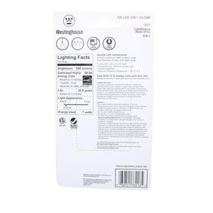 7 watt 120 volt G16.5 Candelabra Screw Base 2700K Warm White Clear Disc Filament Dimmable LED 5
