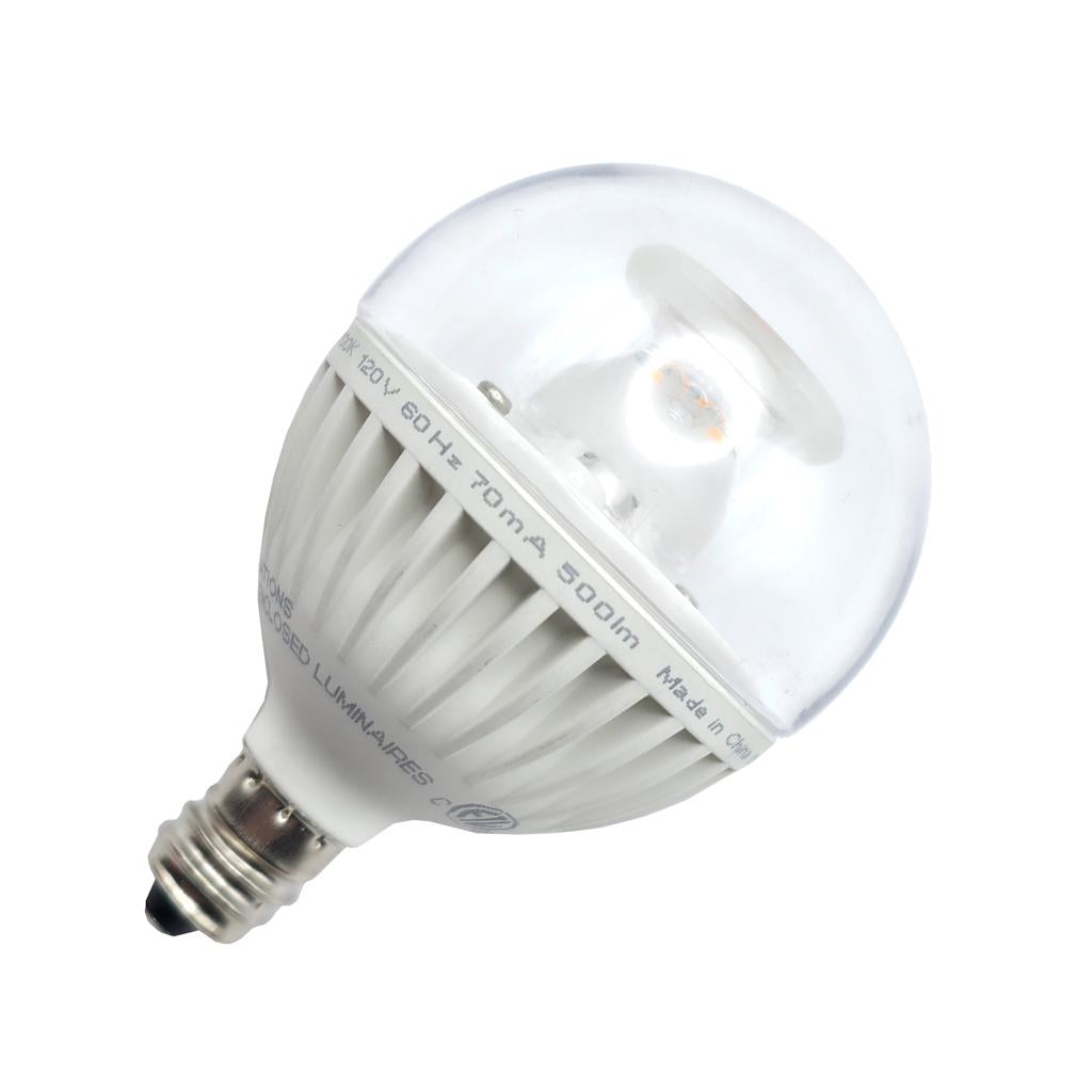 7 watt 120 volt G16.5 Candelabra Screw Base 2700K Warm White Clear Disc Filament Dimmable LED 1