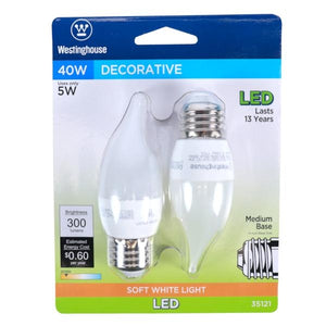 5 watt 120 volt C11 Medium Screw Base 2700K Warm White Clear Disc Filament Dimmable LED (2 pack) 4