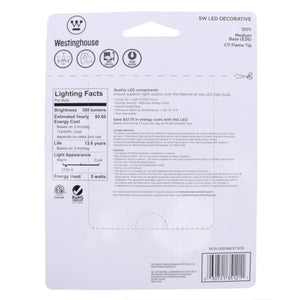 5 watt 120 volt C11 Medium Screw Base 2700K Warm White Clear Disc Filament Dimmable LED (2 pack) 5