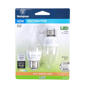 5 watt 120 volt C11 Medium Screw Base 2700K Warm White Clear Disc Filament LED (2 Pack) 4