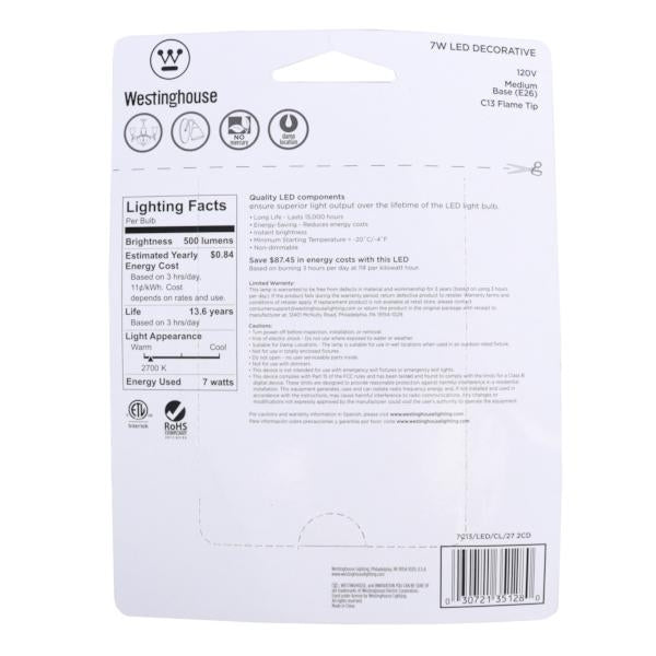 7 watt 120 volt C13 Medium Screw Base 2700K Warm White Clear Disc Filament Dimmable LED (2 pack) 5