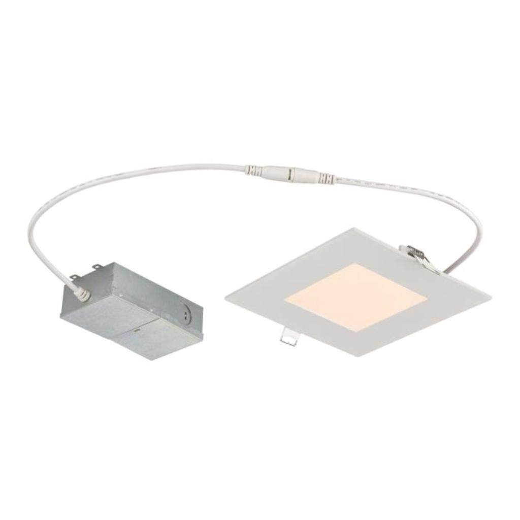 6" 12 watt 120 volt 2700K Dimmable White LED Slim Square Recessed Downlight with External Driver 1
