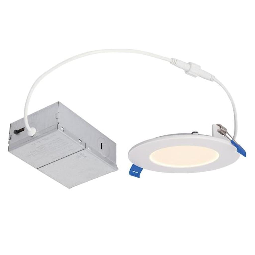 4" 10 watt 120 volt CCT Selectable Dimmable White LED Slim Round Recessed Downlight with External Driver 1