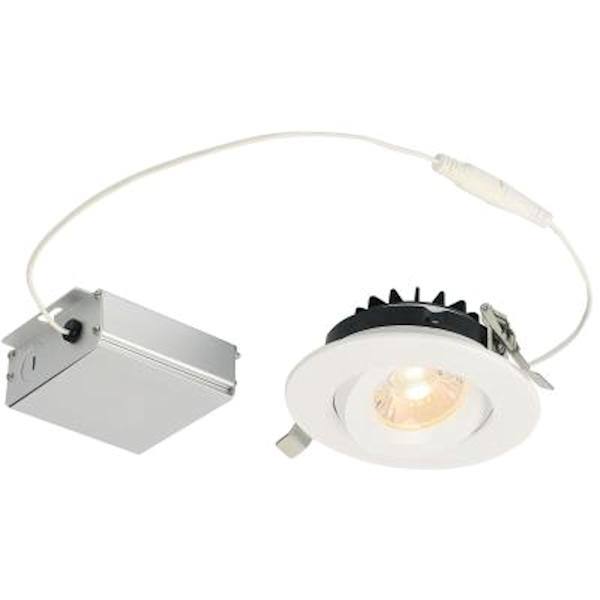4" 12 watt 120 volt 2700K Warm White Dimmable LED Slim Round Gimbal Recessed Downlight with External Driver 1