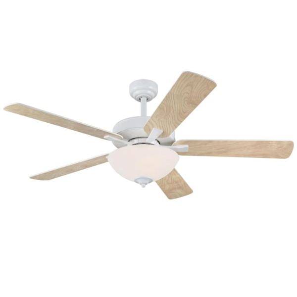 52" 9.8 watt 3000K Natural White Reversible White/Light Maple Blades Frosted Indoor LED Ceiling Fan 3