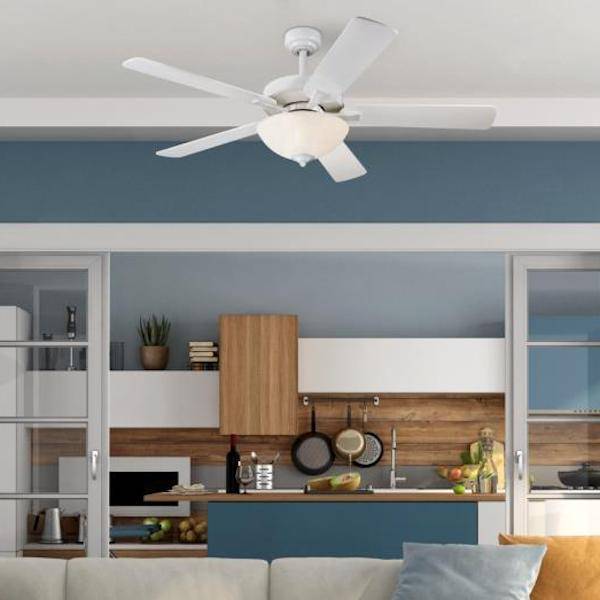 52" 9.8 watt 3000K Natural White Reversible White/Light Maple Blades Frosted Indoor LED Ceiling Fan 5