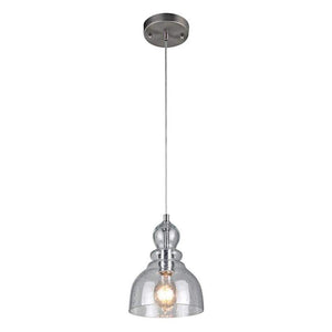 1 Light Brushed Nickel with Handblown Clear Seeded Glass Light Fixture 1