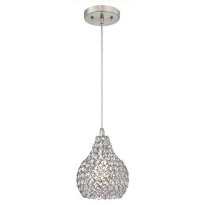 1 Light Brushed Nickel Crystal Jewel Shade Adjustable Mini Pendant Light Fixture 1