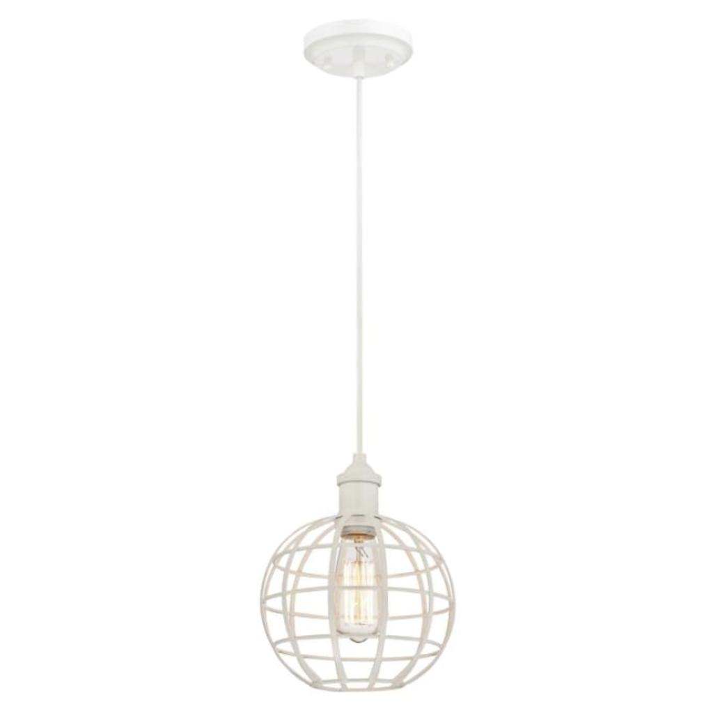 1 Light White Globe Cage Shade Adjustable Mini Pendant Light Fixture 1