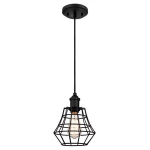 1 Light Matte Black Angled Bell Cage Shade Adjustable Mini Pendant Light Fixture 1