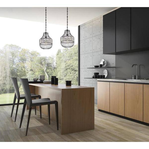 1 Light Matte Black Crystal Prism Cage Shade Pendant Light Fixture 2