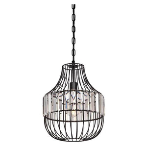1 Light Matte Black Crystal Prism Cage Shade Pendant Light Fixture 1